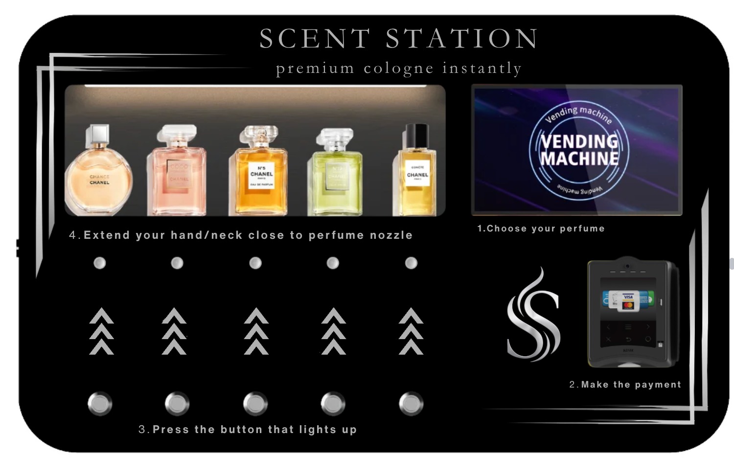 Scent Station premium cologne vending unit